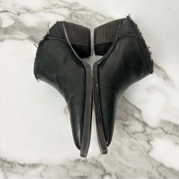 Free People Black Leather Fringe Pointed Cowgirl Slip On Mules Booties Size 36/6 - Picture 10 of 12